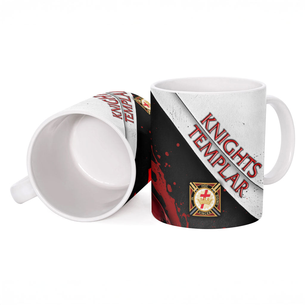 Knights Templar Ceramic Mug Crusader Warrior Full Armor Red Cross