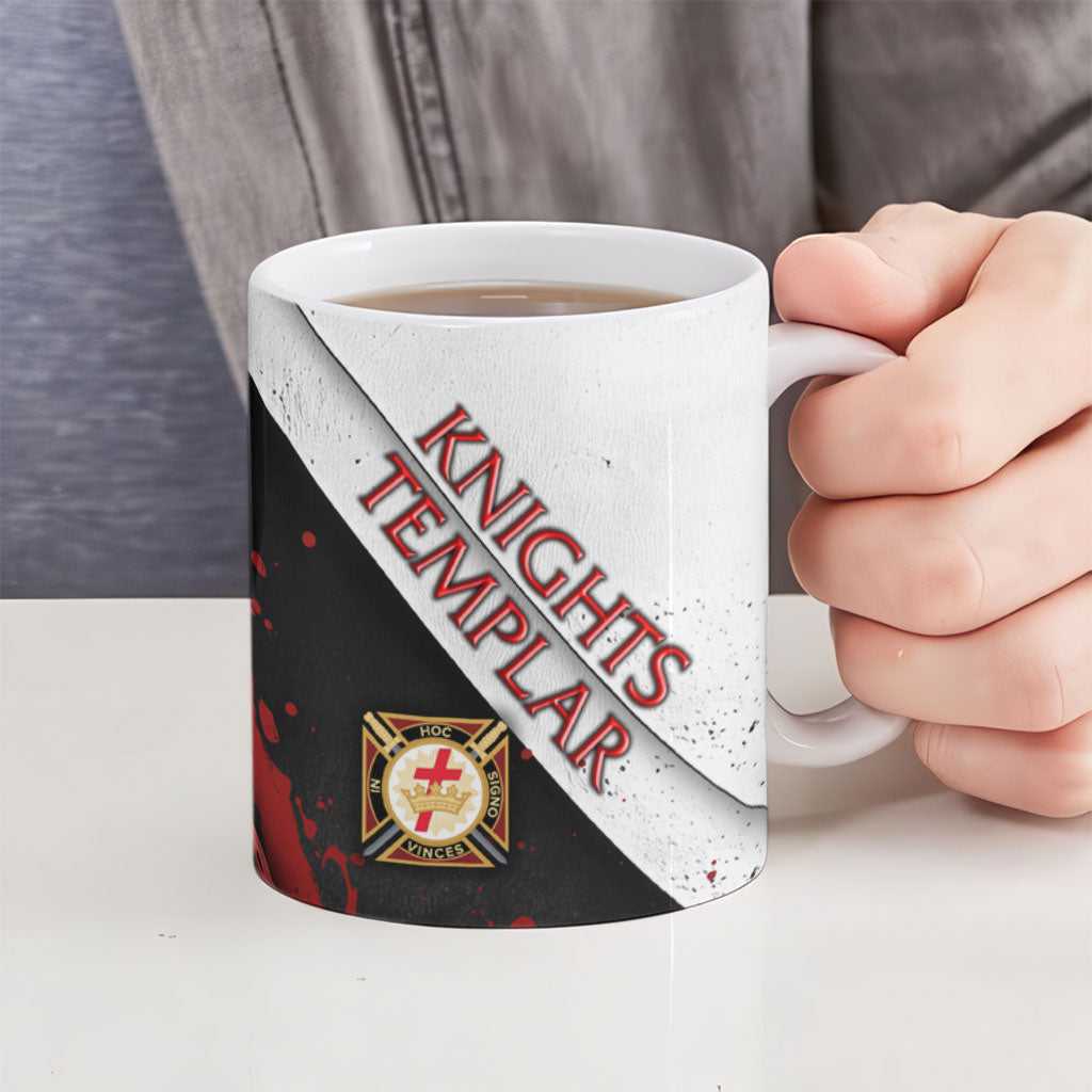 Knights Templar Ceramic Mug Crusader Warrior Full Armor Red Cross