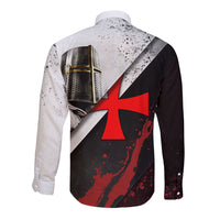 Knights Templar Long Sleeve Button Shirt Crusader Warrior Full Armor Red Cross