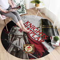 Knights Templar Round Carpet Crusader Warrior Full Armor Red Cross