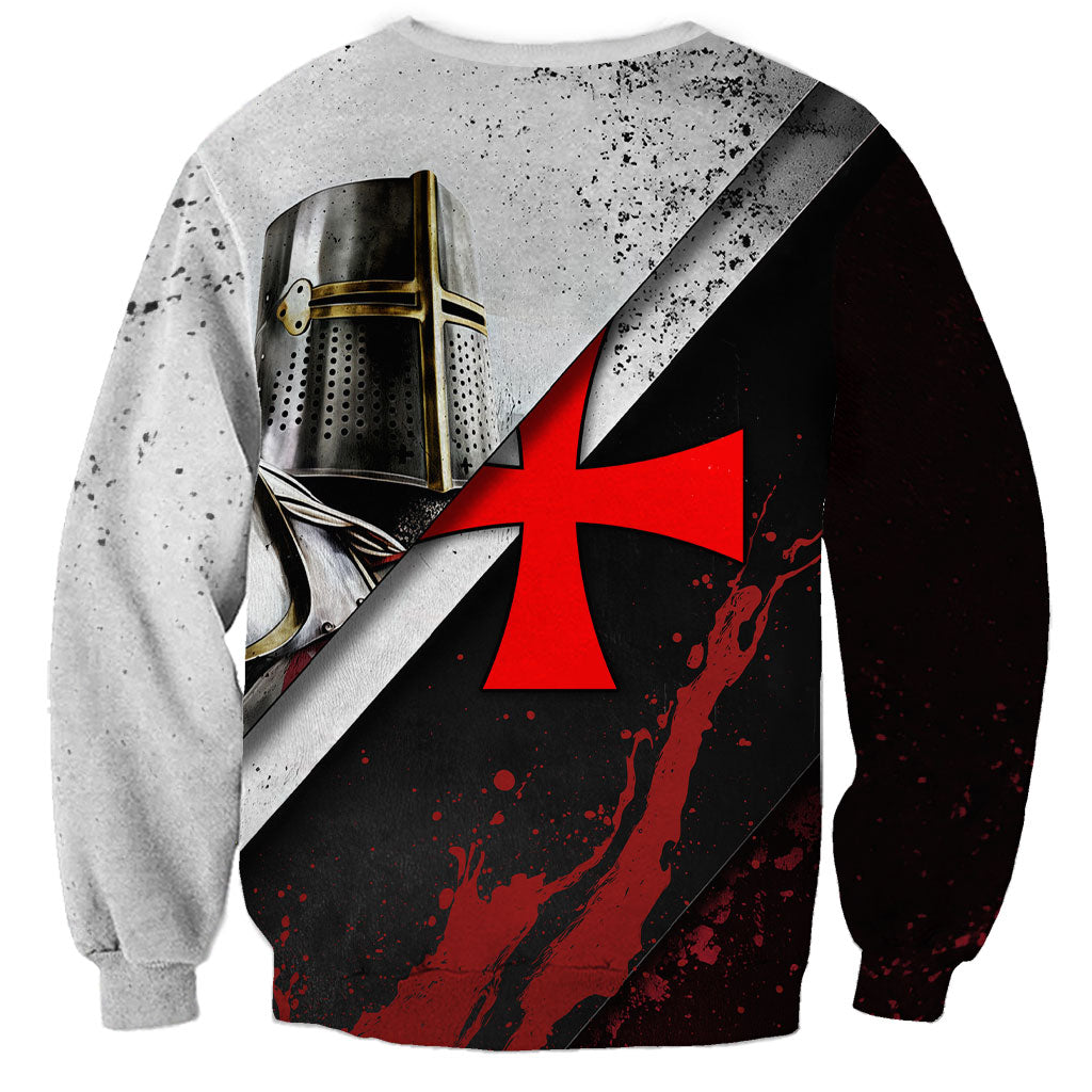 Knights Templar Sweatshirt Crusader Warrior Full Armor Red Cross