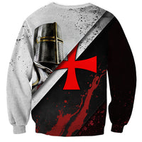 Knights Templar Sweatshirt Crusader Warrior Full Armor Red Cross