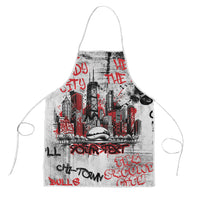 Personalized Chicago City Skyline Apron Urban Graffiti - Cloud Gate - Windy City Typography