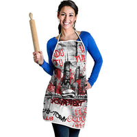Personalized Chicago City Skyline Apron Urban Graffiti - Cloud Gate - Windy City Typography