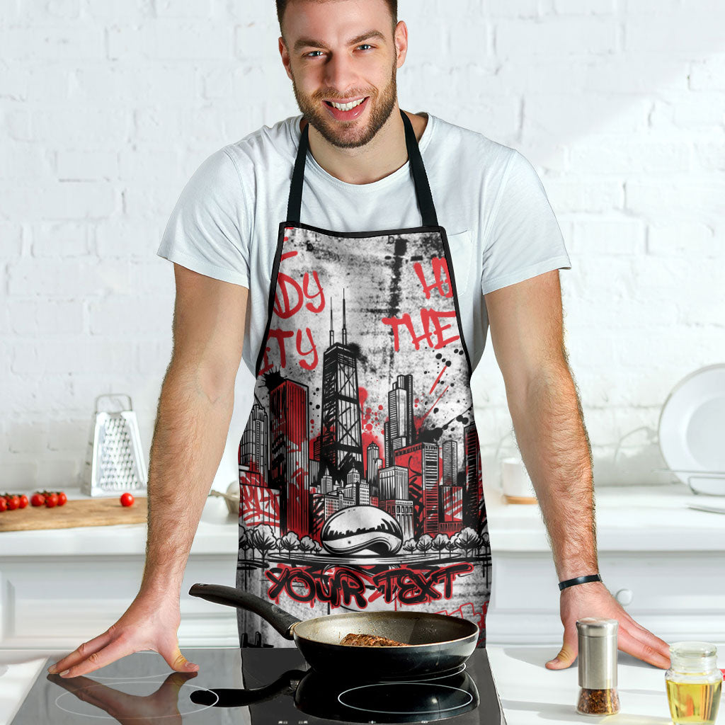 Personalized Chicago City Skyline Apron Urban Graffiti - Cloud Gate - Windy City Typography