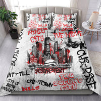 Personalized Chicago City Skyline Bedding Set Urban Graffiti - Cloud Gate - Windy City Typography