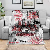 Personalized Chicago City Skyline Blanket Urban Graffiti - Cloud Gate - Windy City Typography