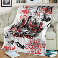 Personalized Chicago City Skyline Blanket Urban Graffiti - Cloud Gate - Windy City Typography