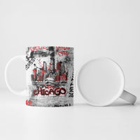 Personalized Chicago City Skyline Ceramic Mug Urban Graffiti - Cloud Gate - Windy City Typography