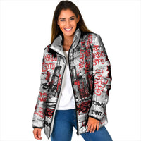 Personalized Chicago City Skyline Padded Jacket Urban Graffiti - Cloud Gate - Windy City Typography