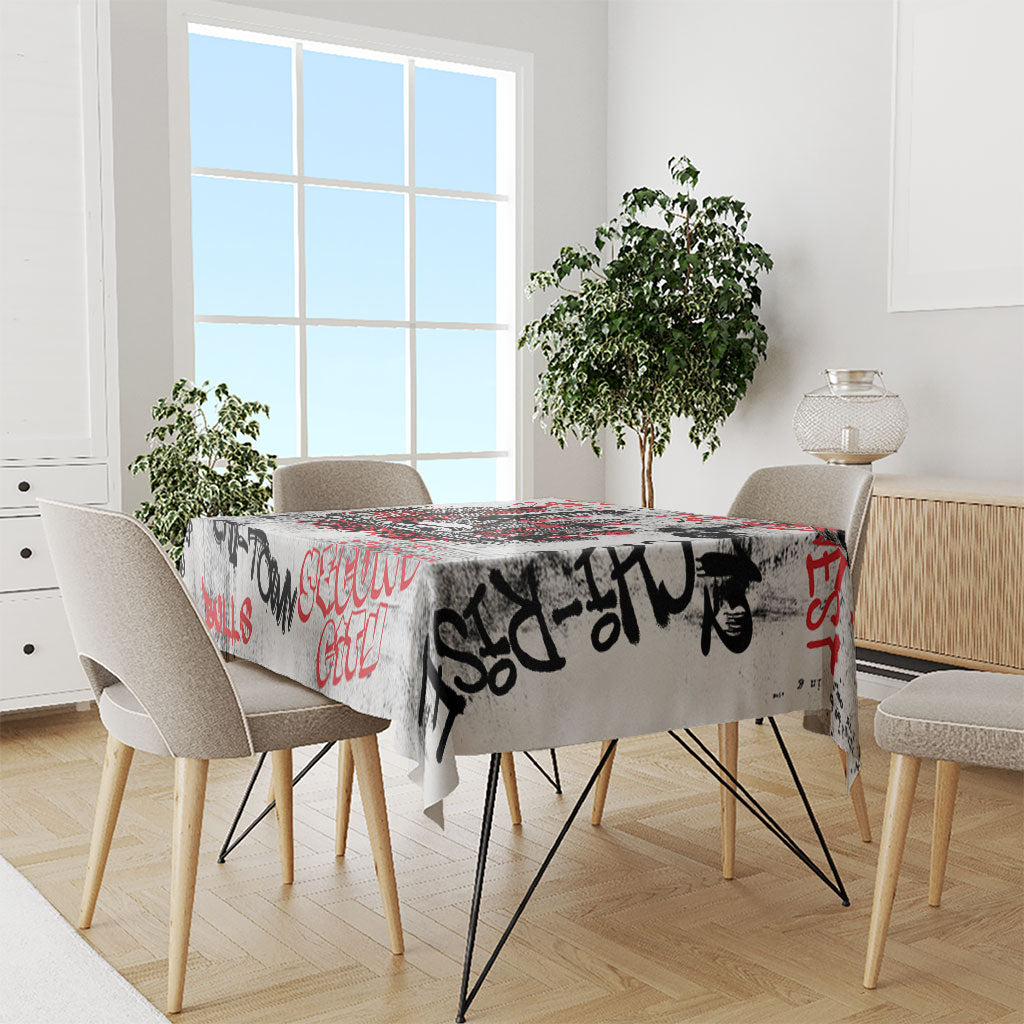 Personalized Chicago City Skyline Tablecloth Urban Graffiti - Cloud Gate - Windy City Typography