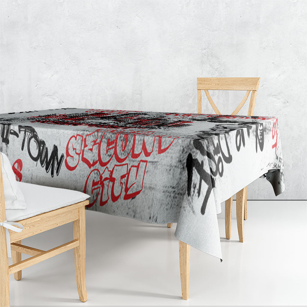 Personalized Chicago City Skyline Tablecloth Urban Graffiti - Cloud Gate - Windy City Typography