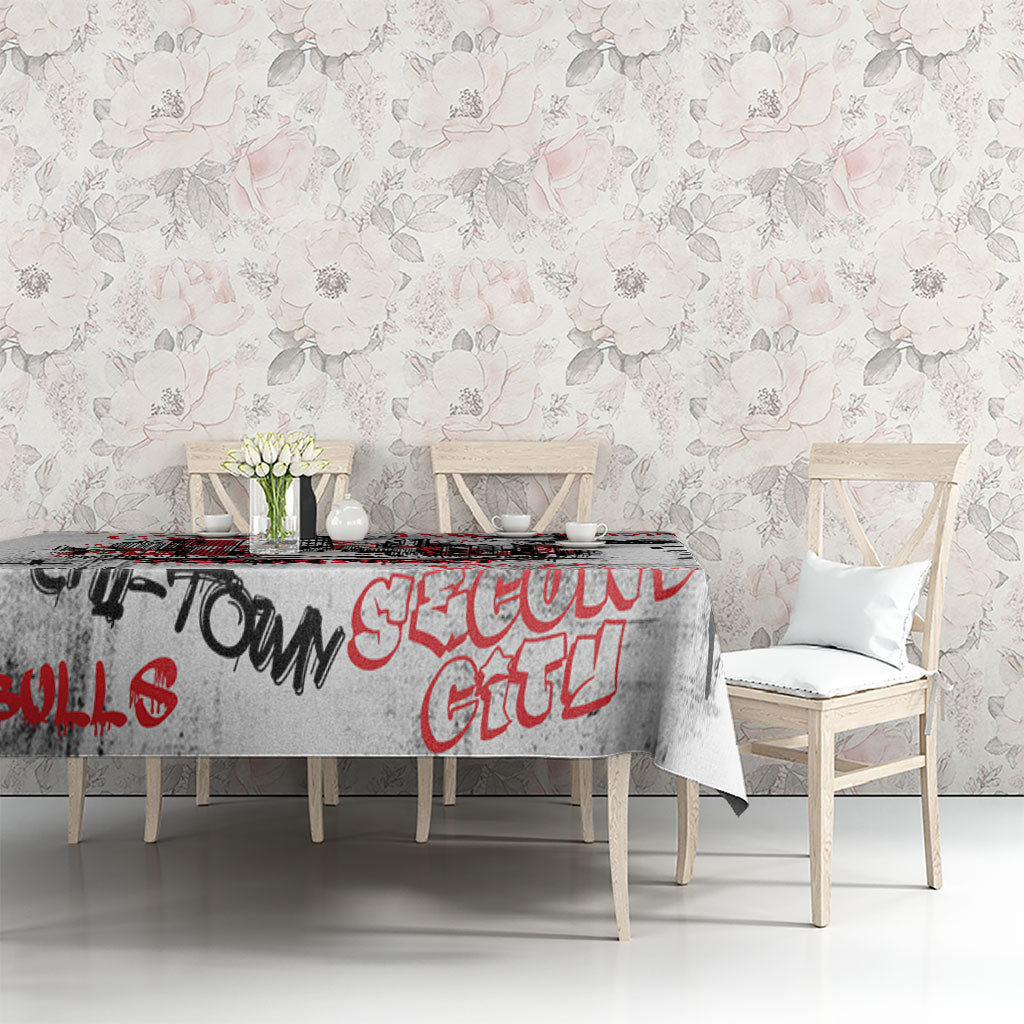Personalized Chicago City Skyline Tablecloth Urban Graffiti - Cloud Gate - Windy City Typography