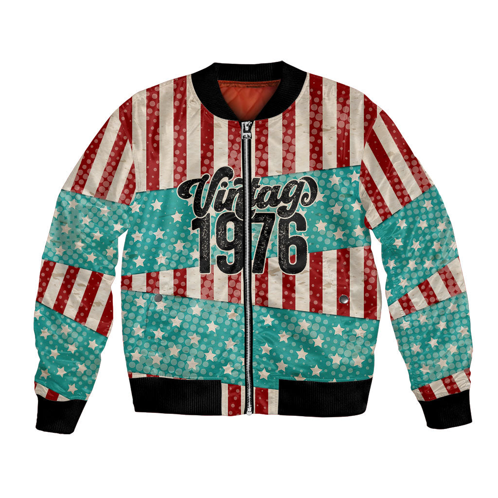 America Vintage 1976 50th Birthday Bomber Jacket Retro Sunset Patriotic
