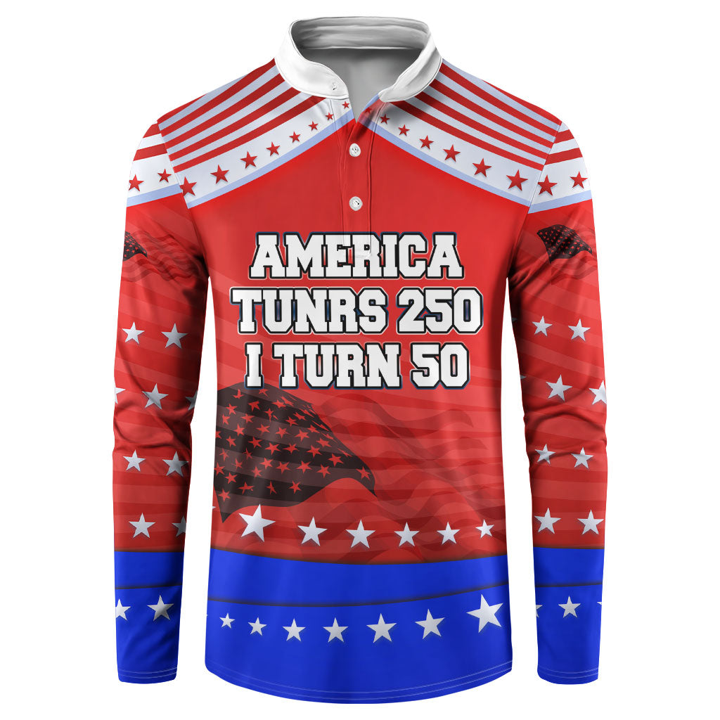America Turns 250 I Turn 50 Button Sweatshirt Patriotic Eagle Flag Birthday Stars Stripes