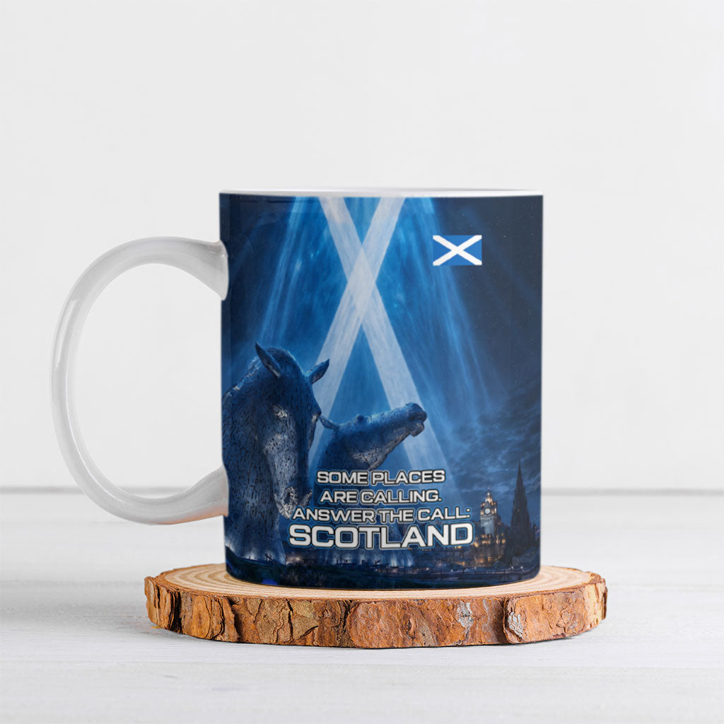 Scotland Kelpies And Unicorn UFO Ceramic Mug Sci-Fi Alien Abduction And Magic Legends