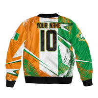 Personalized Ivory Coast Football Bomber Jacket African Elephant Trophy