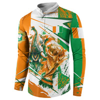Personalized Ivory Coast Football Button Sweatshirt African Elephant Trophy