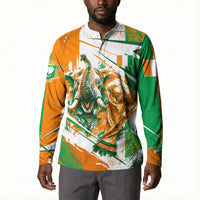 Personalized Ivory Coast Football Button Sweatshirt African Elephant Trophy
