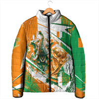 Personalized Ivory Coast Football Padded Jacket African Elephant Trophy