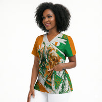 Personalized Ivory Coast Football Scrub Top African Elephant Trophy