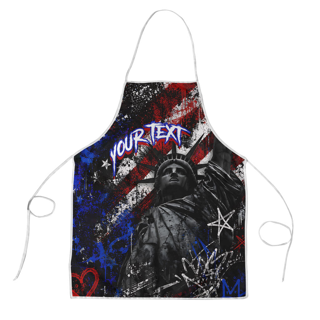 Personalized America New York Statue Of Liberty Apron Dark Grunge American Flag Graffiti Street Art