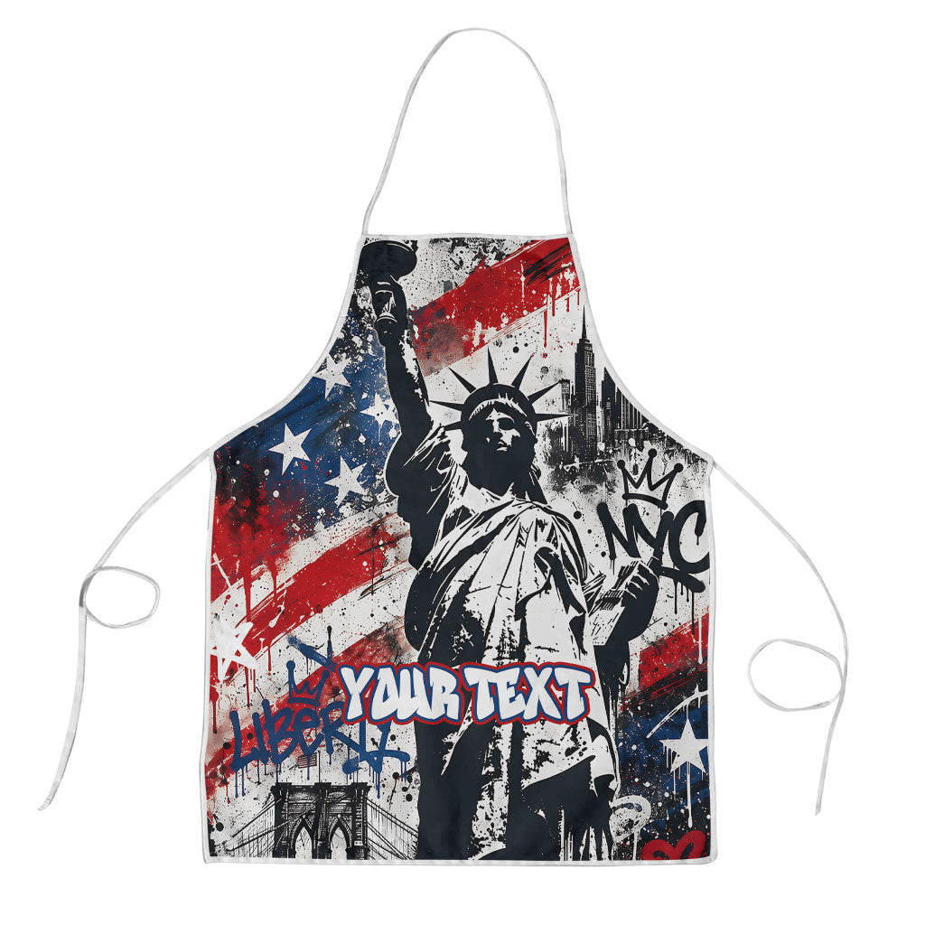 Personalized New York Statue Of Liberty Apron Grunge Street Art NYC Skyline American Pride