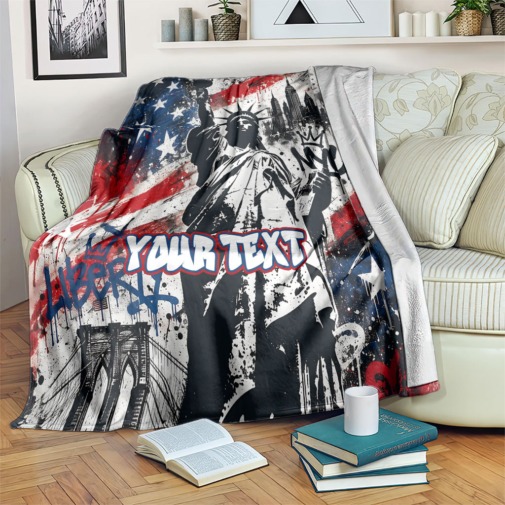 Personalized New York Statue Of Liberty Blanket Grunge Street Art NYC Skyline American Pride