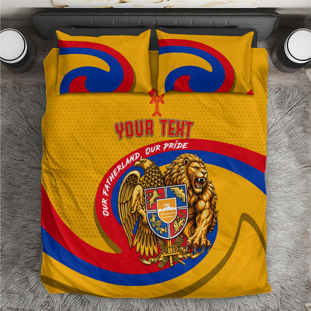 Personalized Armenia Coat Of Arms Bedding Set Armenian Flag Map And Patriotic Eagle Lion