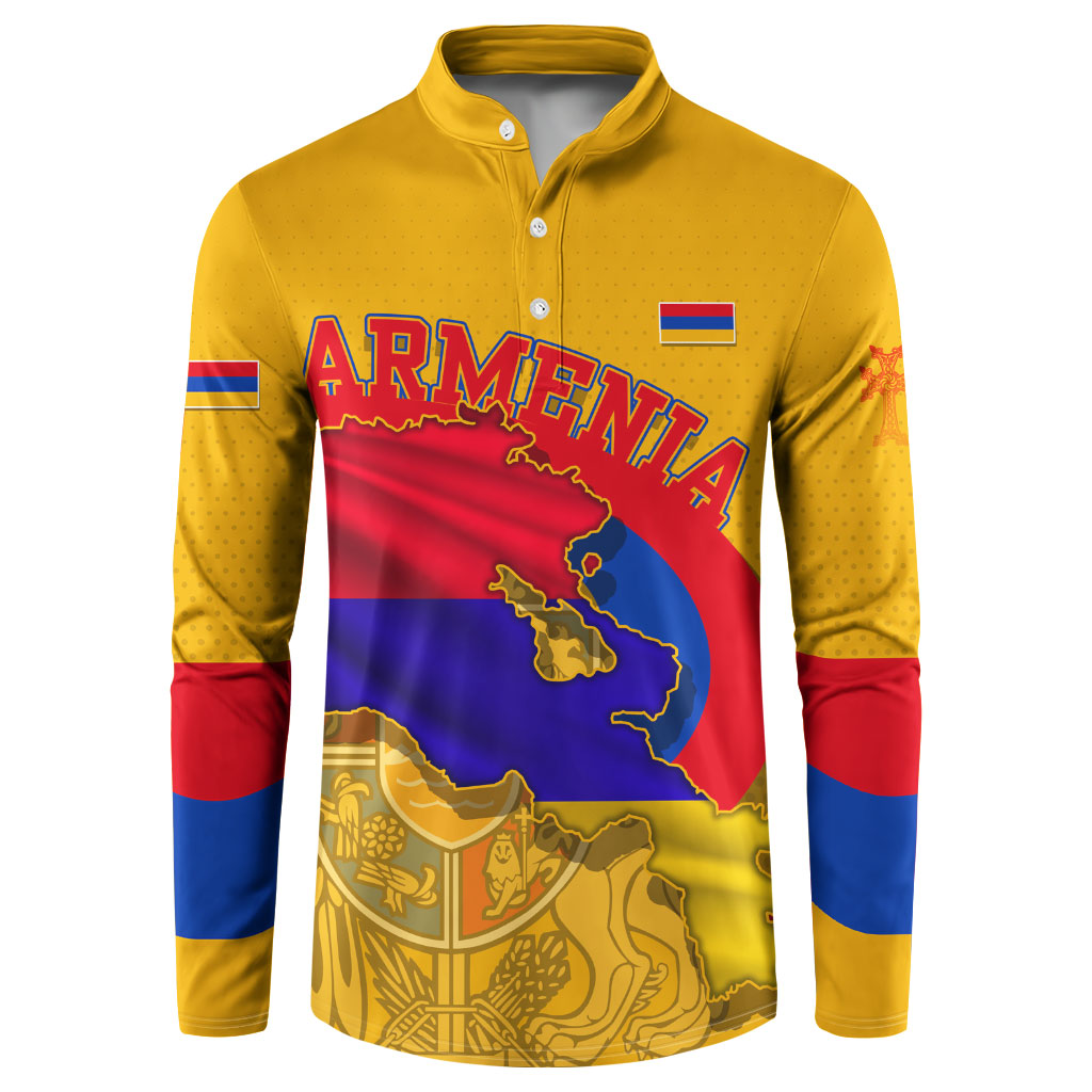 Personalized Armenia Coat Of Arms Button Sweatshirt Armenian Flag Map And Patriotic Eagle Lion
