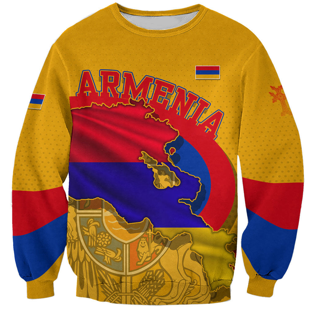 Personalized Armenia Coat Of Arms Sweatshirt Armenian Flag Map And Patriotic Eagle Lion