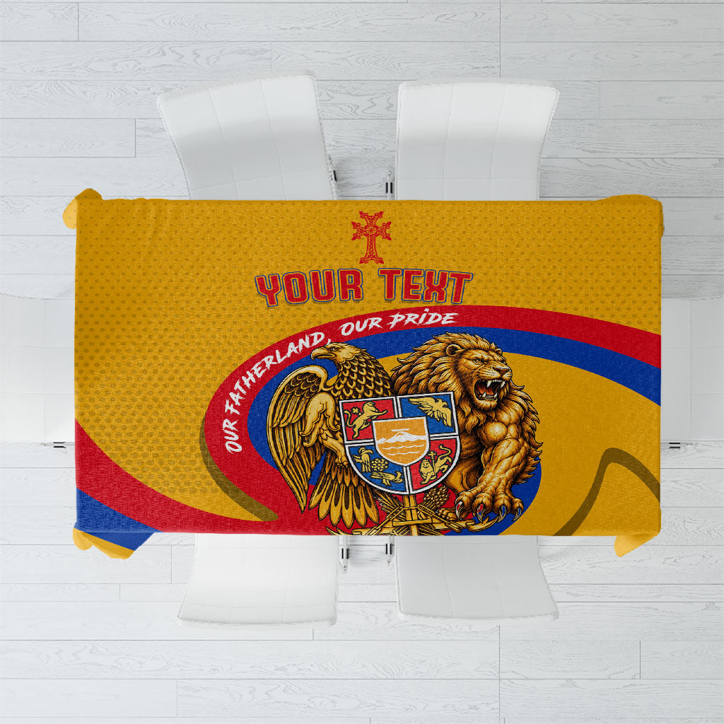 Personalized Armenia Coat Of Arms Tablecloth Armenian Flag Map And Patriotic Eagle Lion