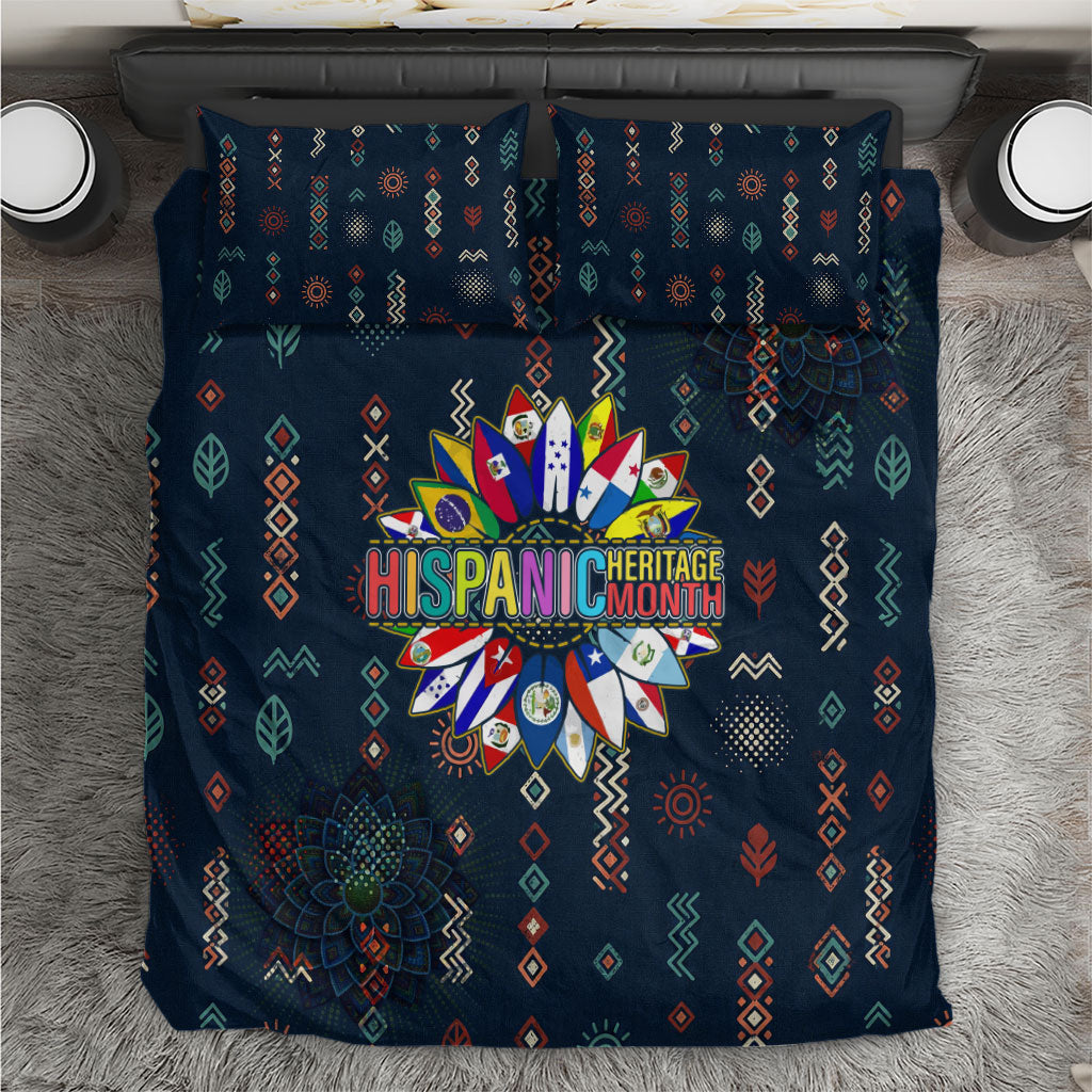 Hispanic Heritage Month Bedding Set Colorful Aztec Mandala - Latin American Flags Culture History