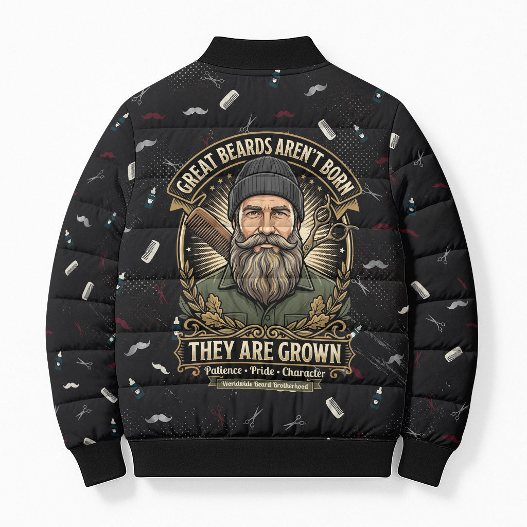 The Beard Society Bomber Puffer Jacket Vintage Barber Great Beards Grown With Pride