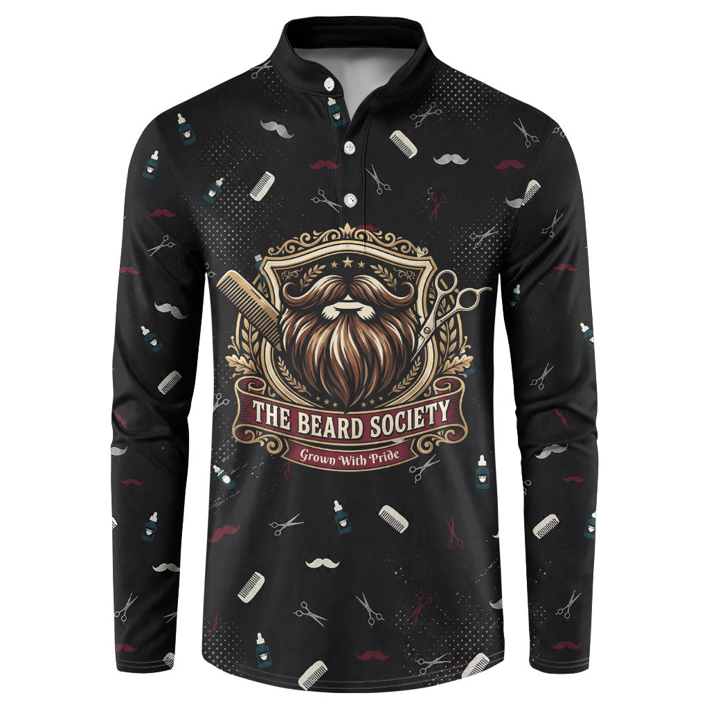 The Beard Society Button Sweatshirt Vintage Barber Great Beards Grown With Pride