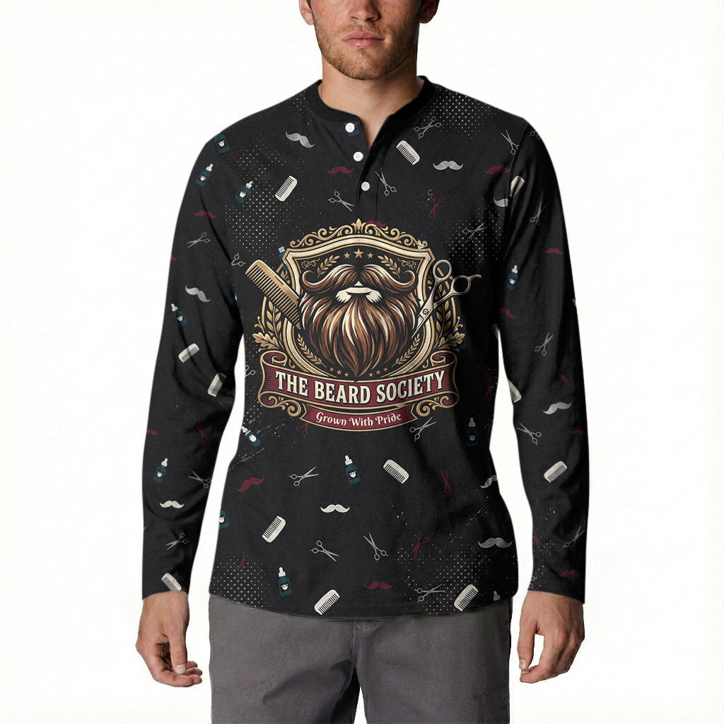 The Beard Society Button Sweatshirt Vintage Barber Great Beards Grown With Pride