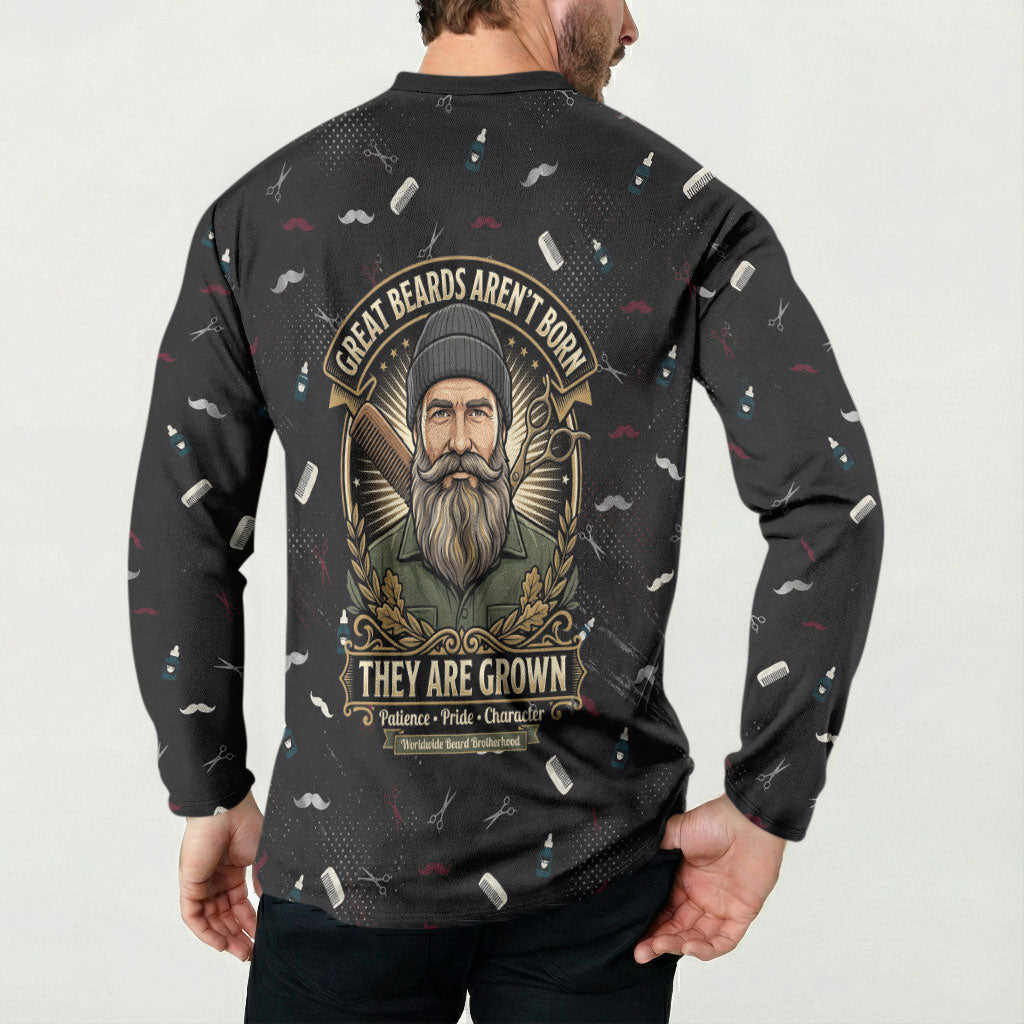 The Beard Society Button Sweatshirt Vintage Barber Great Beards Grown With Pride