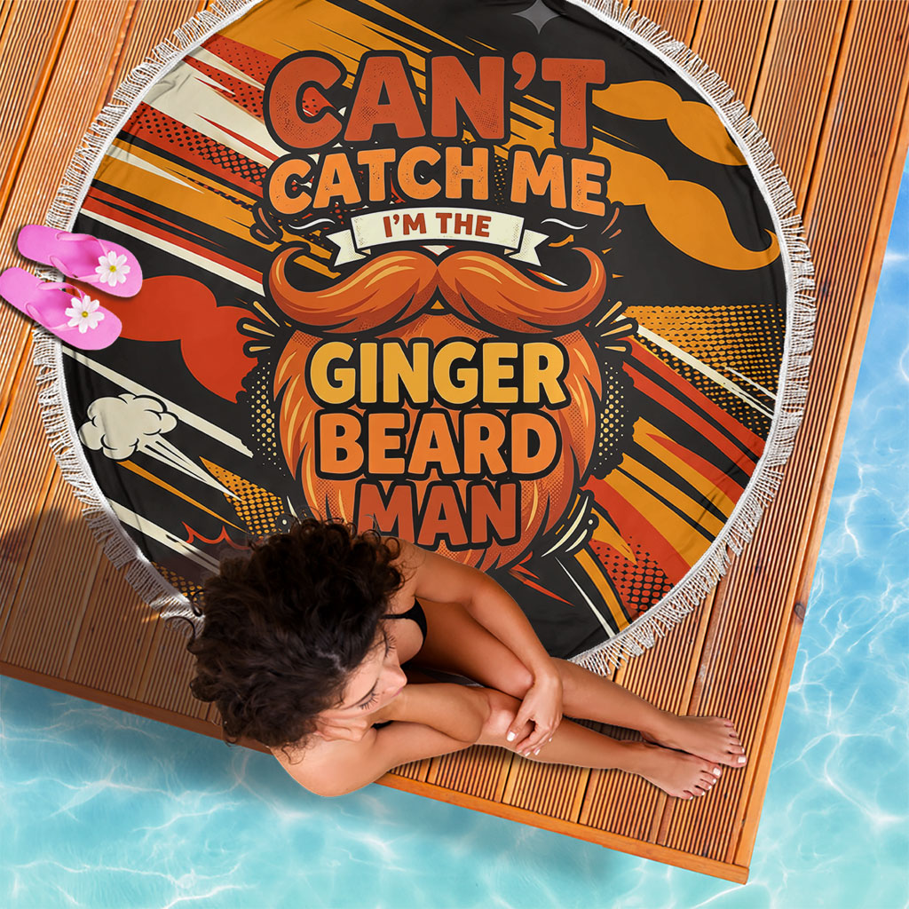 World Beard Day Beach Blanket Ginger Beard Man Pride - Retro Comic