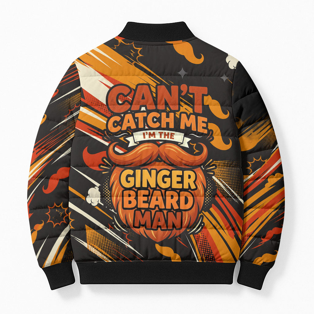 World Beard Day Bomber Puffer Jacket Ginger Beard Man Pride - Retro Comic