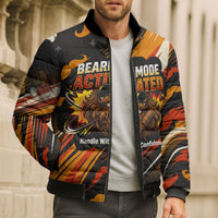 World Beard Day Bomber Puffer Jacket Ginger Beard Man Pride - Retro Comic