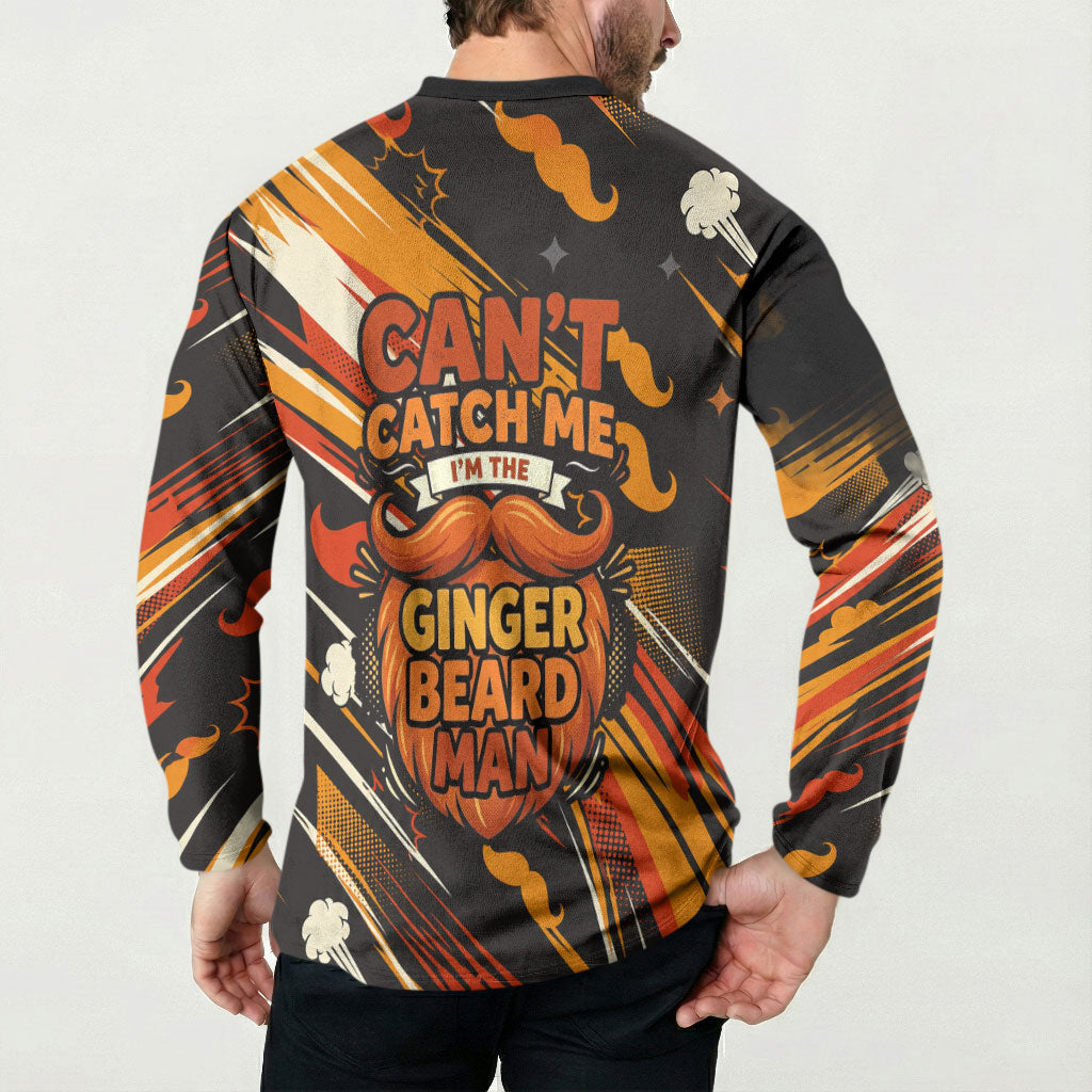 World Beard Day Button Sweatshirt Ginger Beard Man Pride - Retro Comic