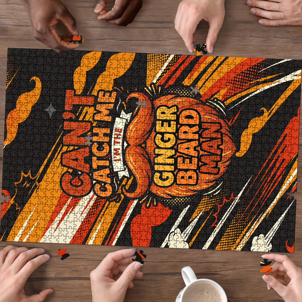 World Beard Day Puzzle Ginger Beard Man Pride - Retro Comic