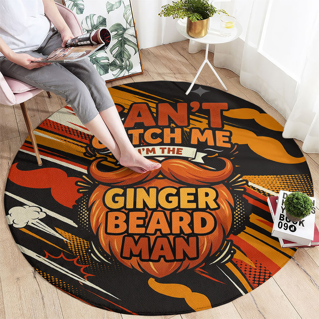 World Beard Day Round Carpet Ginger Beard Man Pride - Retro Comic