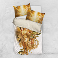 Apollo God Of Music And Poetry Bedding Set Classical Ancient Greek Mythology Golden Lyre Laurel Leaf Art