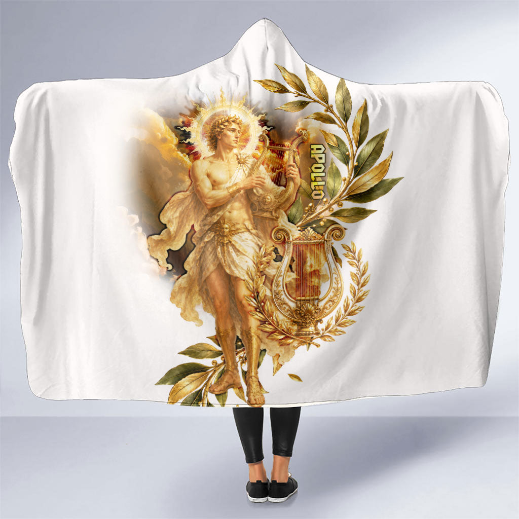 Apollo God Of Music And Poetry Hooded Blanket Classical Ancient Greek Mythology Golden Lyre Laurel Leaf Art