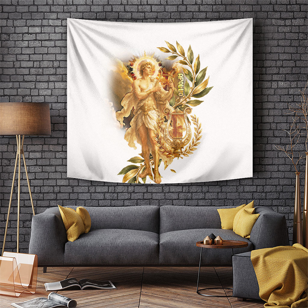 Apollo God Of Music And Poetry Tapestry Classical Ancient Greek Mythology Golden Lyre Laurel Leaf Art