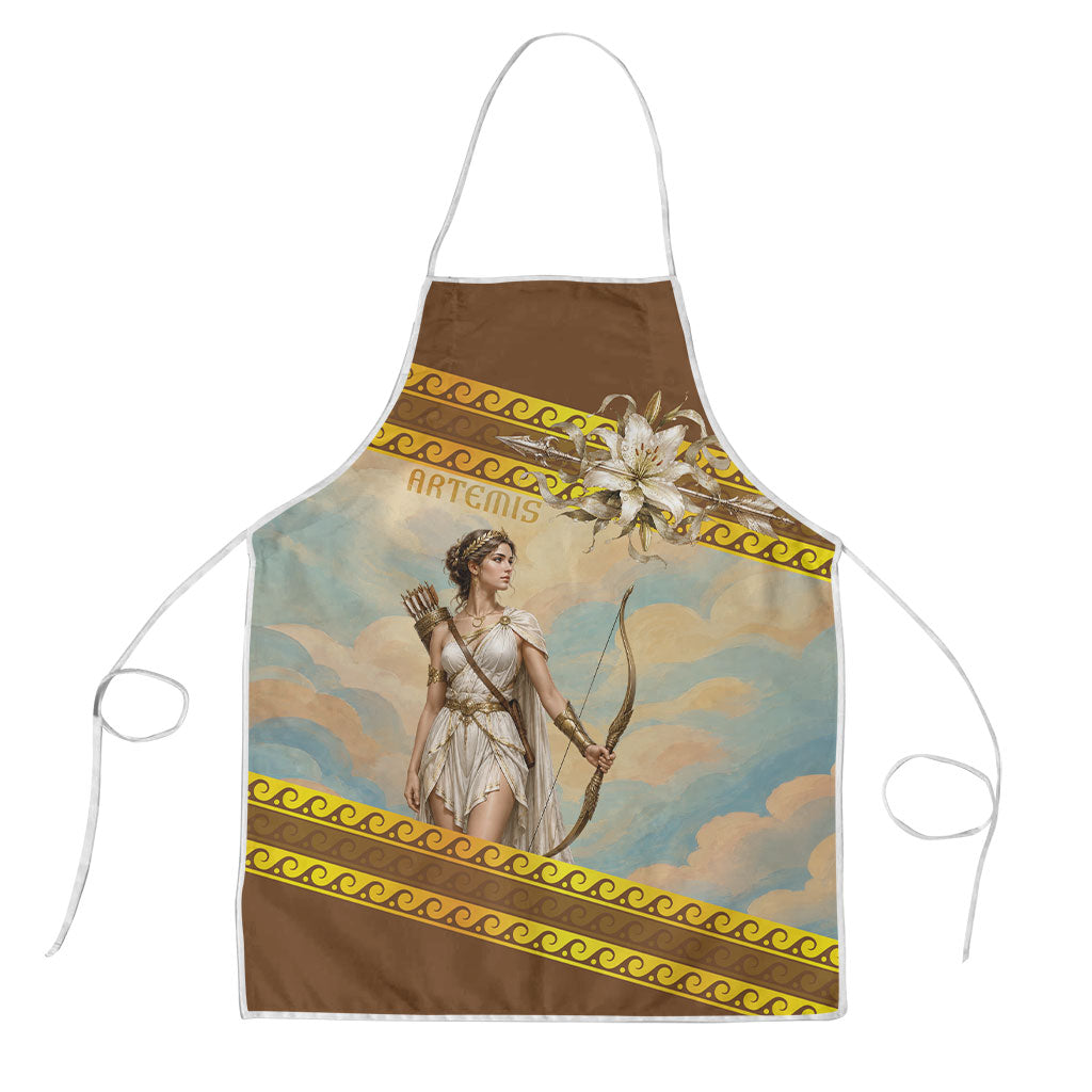 Artemis Greek Goddess Of The Hunt Apron Ancient Greece Mythology Art Gold And Brown