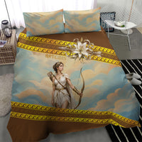 Artemis Greek Goddess Of The Hunt Bedding Set Ancient Greece Mythology Art Gold And Brown