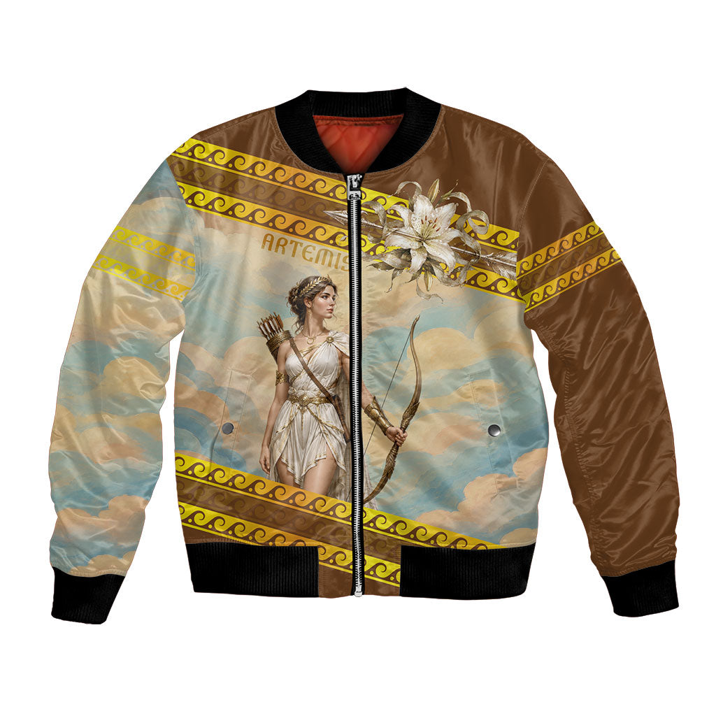 Artemis Greek Goddess Of The Hunt Bomber Jacket Ancient Greece Mythology Art Gold And Brown