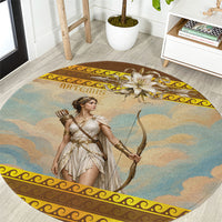 Artemis Greek Goddess Of The Hunt Round Carpet Ancient Greece Mythology Art Gold And Brown